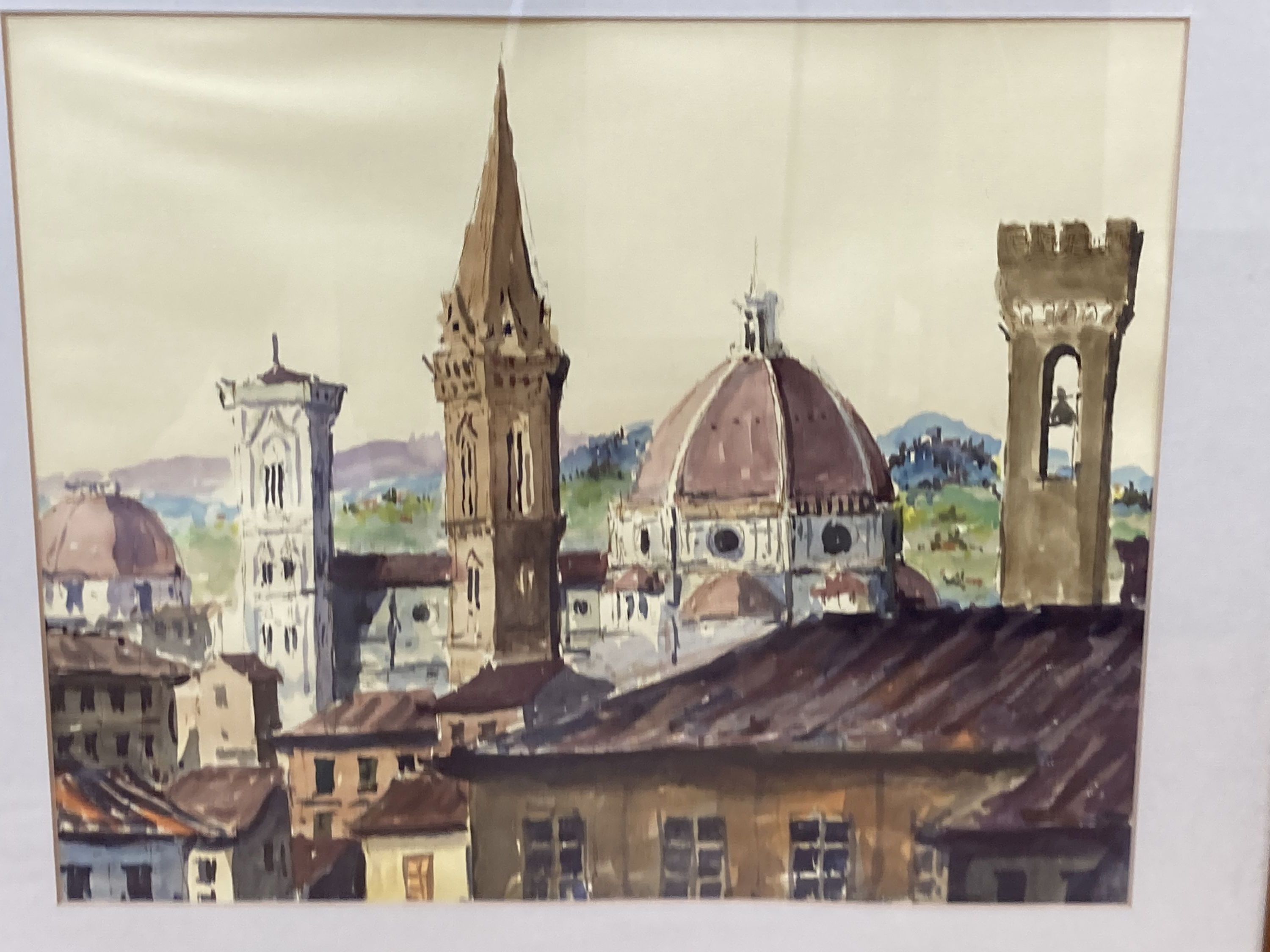 Italian School, two watercolours, Views of Florence, 30 x 37cm and 27 x 38cm